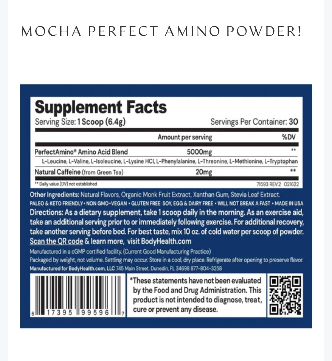 BodyHealth PerfectAminoXP Drink Powder 60 or 120 Servings
