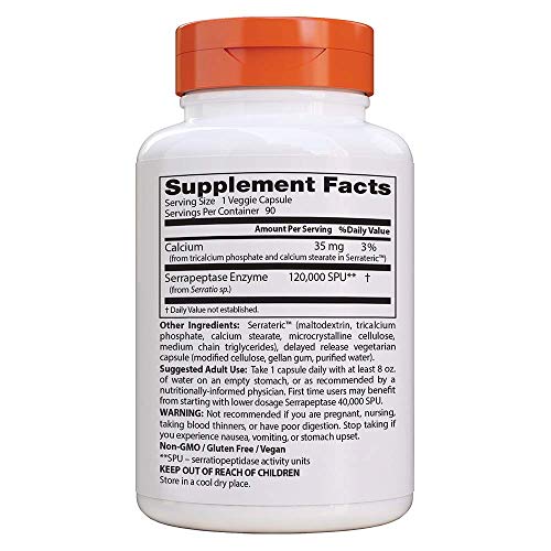 Doctor's Best High Potency Serrapeptase  90 Veggie Caps